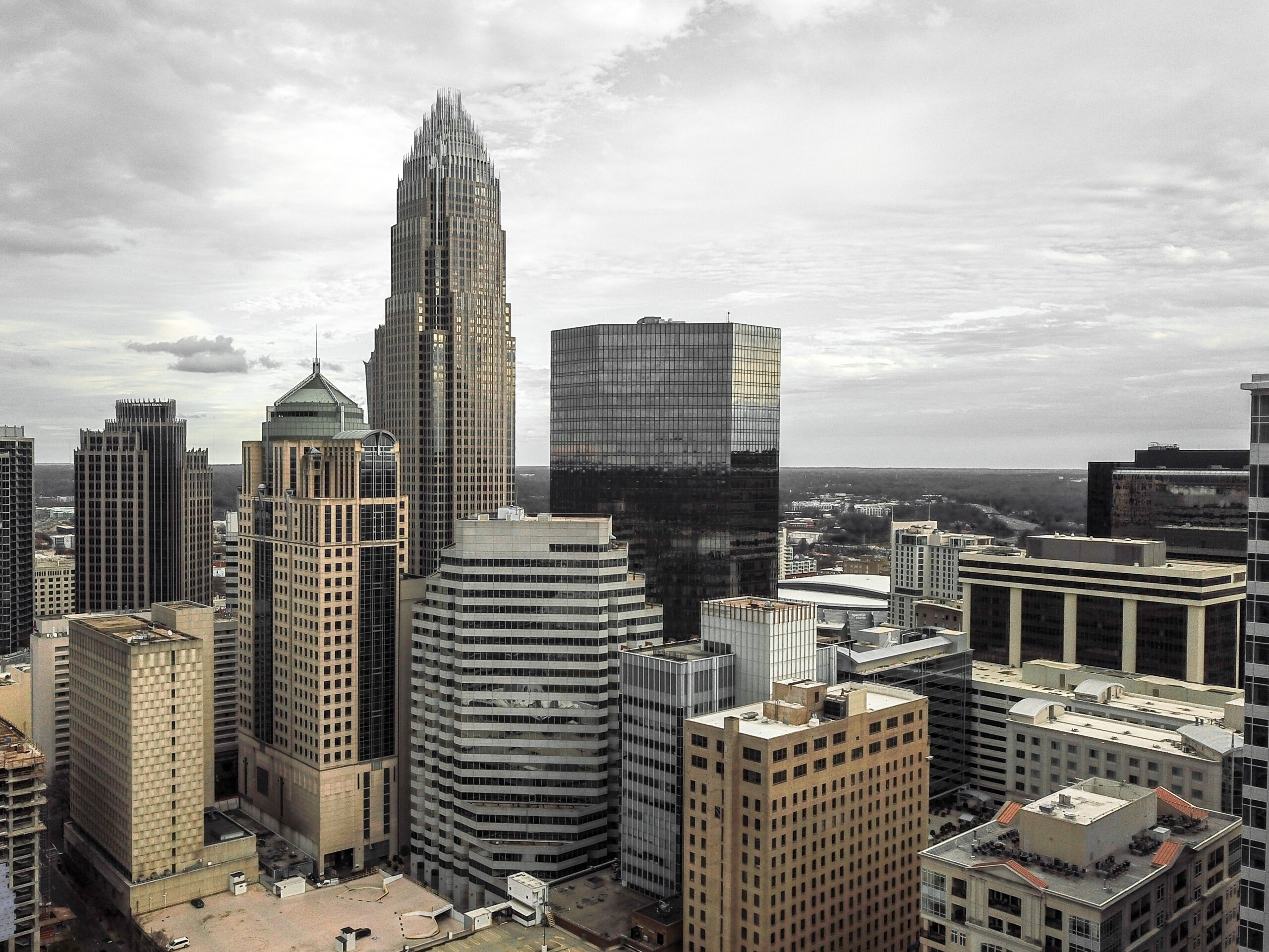 a picture of uptown charlotte's skyline.