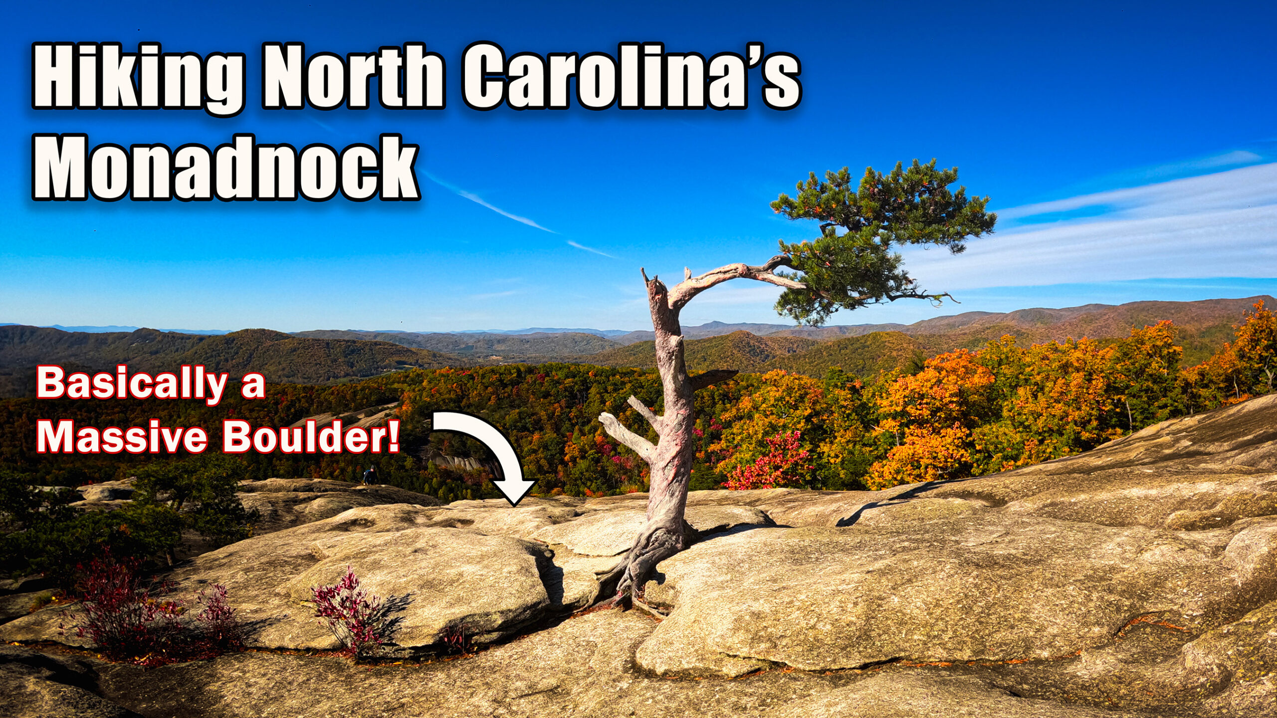 A picture of the Youtube thumbnail of my Stone Mountain video where I overlook Stone Mountain State Park from the top.